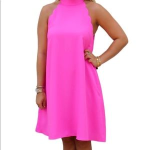 Coral mock halter dress